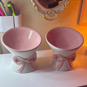 Elegant Pink and White Ceramic Bowls
